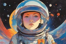 Astronaut, cosmic style, by moebius, satoshi kon and Peter Max