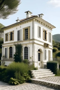 Old fashioned white big house in italy