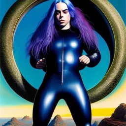 (full body),full body view portrait oil on canvas,'Billie Eilish wearing skintight latex suit',comic book cover, mystical colors,insanely detailed,realistic,intrincate detail,crystal clear eyes,perfectly drawn face, 16k resolution, masterpiece,Simon Bisley,Frank Frazetta,Alex Horley,ARTHUR ADAMS