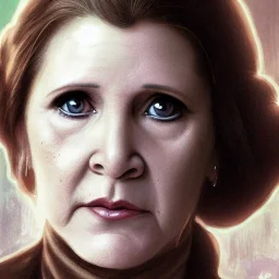 [[extrem beautiful photorealistic Carrie Fisher as Princess Leia]] :: [[photorealistic brown eyes, short hair, head and shoulders portrait, 8k resolution concept art portrait by Greg Rutkowski, Artgerm, WLOP, Alphonse Mucha, dynamic lighting, hyperdetailed, intricately detailed, trending on Artstation, triadic colors, Unreal Engine 5, volumetric lighting]]