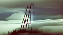 a ladder coming down from the clouds to the ground