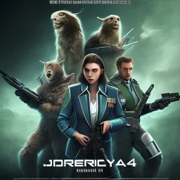 movie poster with 4 characters for the game paranoia with green transparency background