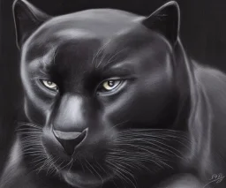 Fat black panther, photorealistic