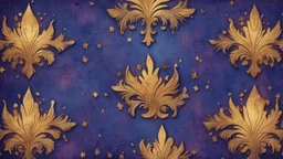 Hyper Realistic Navy-Blue & Purple Grungy-Retro-Artistic-Pattern with golden-fire Background