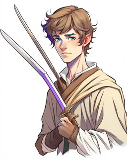 young noble swordman short brown hair