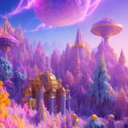 blue gold and violet landscape with multicolored crystals falling from the sky, full of details, smooth, bright sunshine，soft light atmosphere, light effect，vaporwave colorful, concept art, smooth, extremely sharp detail, finely tuned detail, ultra high definition, 8 k, unreal engine 5, ultra sharp focus