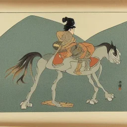 frog and horse by Hokusai