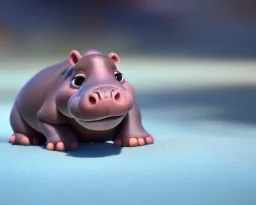 baby hippo, natural environment, photojournalism, hyper detailed, hyper realism, pixar character, sweet and gentle, friendly,