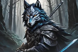 kindred with black wolf mask in 8k anime realistic drawing style, ronin custom, rain, apocalypse, intricate details, highly detailed, high details, detailed portrait, masterpiece,ultra detailed, ultra quality