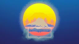 subject=(yeti), background=(mountains, alberta, forest fires, burning), time=(sunset), style=(vaporwave), effect=(smoke, plumes)