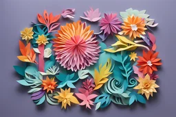 Colourful paper craft cut cutting, extra ordinary details, colourful