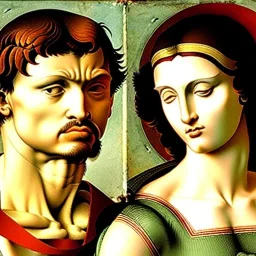 portrait of a male and female Michelangelo style