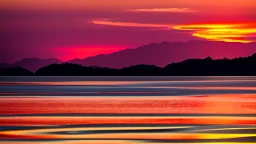 sunset over the light rippling waters of the bay