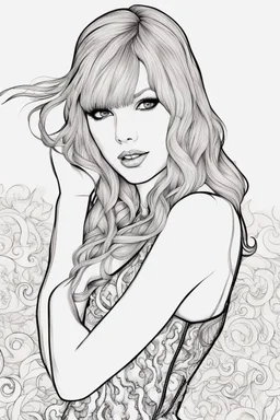 coloring pages of taylor swift for adults, Designs Black and white, No Shading
