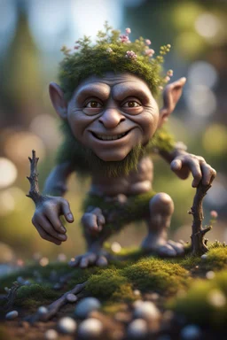 twig troll ,bokeh like f/0.8, tilt-shift lens 8k, high detail, smooth render, down-light, unreal engine, prize winning