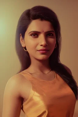 South Indian actress Samantha Ruth Prabhu, by Mahmoud Sai, Cartographic, Circuitry, Golden Hour, Closeup-View, 16k, Lumen Global Illumination, Diffraction Grading