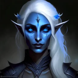 dnd, realistic, beautiful drow dark elf female, strong, blue eyes, cleric of the moon, moogodess, good, peaceful, kind, calming, sweet, 25 years old