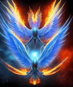 blue phoenix flaming wings