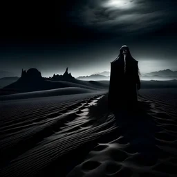 black and white grim reaper far away