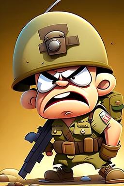 Make a funny soldier cartoon