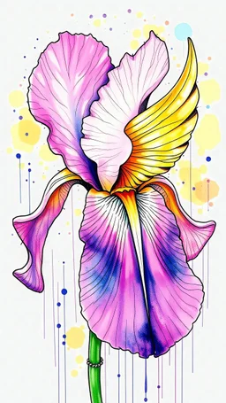 Iris, Soaring Spirit in color sketch note hydro dripping art style