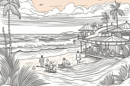 beach life graphic line drawing