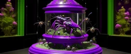 A purple observatory with grasshoppers made out crystals painted by Giovanni Battista Sassi