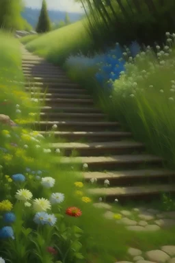 łąka malarstwo realizm kwiaty wiosna Bieszczady trepy