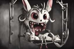 Sarah looked at herself. Upon examination, she noticed that from behind her back, on the left, hung some kind of thing resembling a Mangle appendage from the FNaF game. It was a metal head that looked like either a dog or a dragon. The jaw is filled with flat, sharp teeth. It was all held on a metal frame, on which the servos were located. There was a microphone in front of Sarah's nose. Feeling her head, Sarah found that it was impossible to remove the headphones, they seemed to have become par