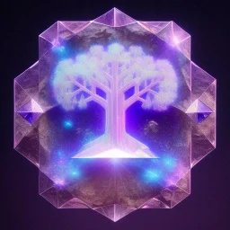 hedjuk,Tree of Life, crystal city crystalline in the sky, renderin, room, cosmic, opalescent, 100mm, opalescent, gemstones, crystals, object, other worldly,water, cristal rock ,bright, ice backg