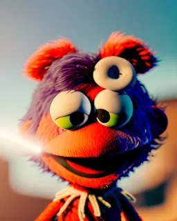 Realistic image, sexy woman muppet Sesame Street helmet, portrait, concept art, smooth, unreal engine 5, god lights, ray tracing, RTX, lumen lighting, ultra detail, volumetric lighting, 3d, finely drawn, high definition, 4k.