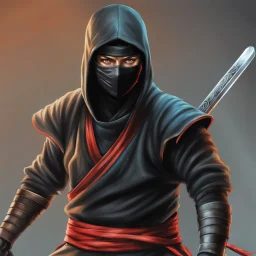 Dibujo realista de un Ninja calidad ultra, hiperdetallado, 8k, colores complementarios, cuerpo completo