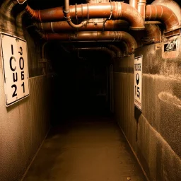 Unsettling room, cellar basement, pipes, signs, empty, an obscene presence, liminalcore, distressful, anguish, painful, horror movie