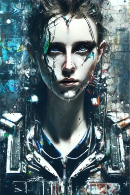 Danish singer MØ face,Abstract Yoji Shinkawa,cyberpunk,