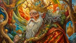 oil painting, Methuselah, majestic, festive, divine, beautiful composition, exquisite detail