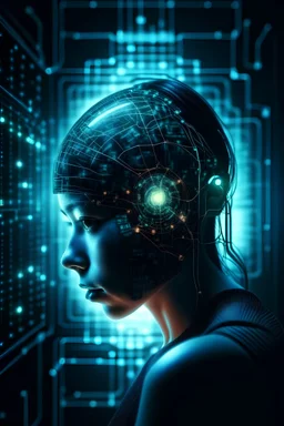 humans rapresented on this picture like a human newborn in tech. Film, cartoon cyberpunk effect.the theme is computer hardware human Interface neural sphere