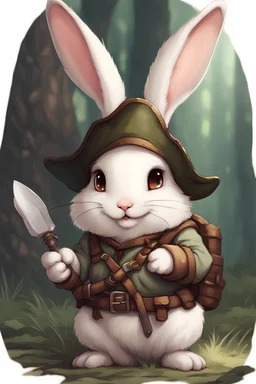 Cute chubby bunny floppy ears adventurer dnd art realism