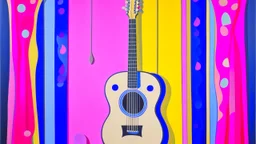 Polichinelle with Guitar Before the Stage Curtain; Ilya Bolotowsky; salmon to pastel pink to white gradient