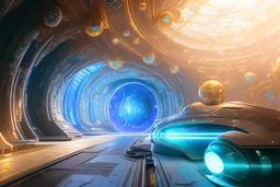 white and gold crystal cosmic and galactic ambiance futuristic scifi tunnel, full of details, smooth, bright sunshine，soft light atmosphere, light effect，vaporwave colorful, concept art, smooth, extremely sharp detail, finely tuned detail, ultra high definition, 8 k, unreal engine 5, ultra sharp focus