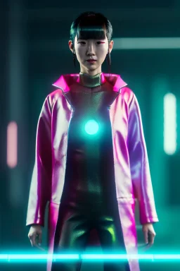 Scene, Asian cyber woman, blade runner style :: symmetry photography, cyberpunk, pink hair, makeup, long line eye, light iris, :: latex coat, pink, white, black :: cinematic, Ultra realistic, dark scene, soft color, highly detailed, unreal engine 5, RTX, ultra detail, 3d, finely drawn, high definition.