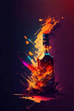 Alcohol abstract, ruined life illustration, 8k