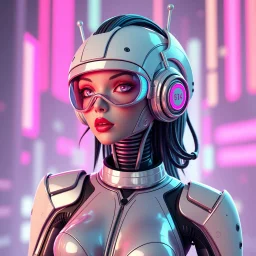 a retro-futuristic feminine android, space age, dystopia, stylised, digital art, 3d render