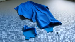 a torn blue piece of clothing on the floor of the bank