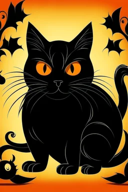 graphic Halloween, black cat