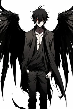 Anime man with black wings