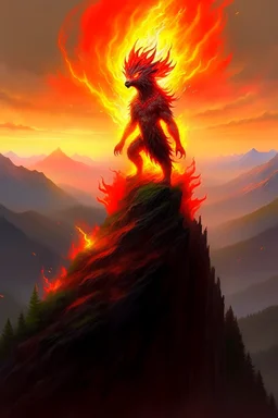 a fire spirit on a mountain