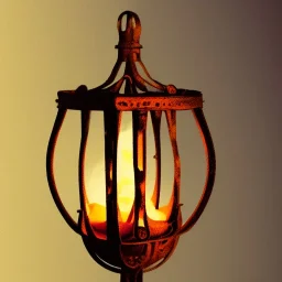 polaroid of swirling fireball inside a wrought iron lantern, luminescent glow, moody, tender, photorealistic, octane render, golden hour