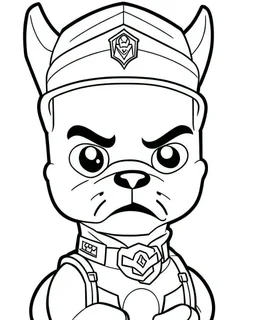 outline art for Paw Patrol coloring page, Japanese manga style, cartoon style, cute face, white background sketch style, full body is a must, only use outline, clean line art, no shadow, bold outline