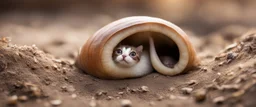 snail cat in burrow