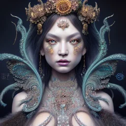 Insanely detailed photograph of an elaborate beautiful city goddess intricate glowing skin eyes intricate face hair lashes fur dress hyperdetailed painting by Anna Dittmann Huang Guangjian and Dan Witz CGSociety ZBrush Central fantasy art album cover art 4K 64 megapixels 8K resolution HDR Greek shiny space colours jewelry celestial hair eyes light"